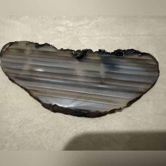 Gray Black Agate Slice Geode Decor Crystal Cut Polished Natural Stone 4” - Picture 7 of 17